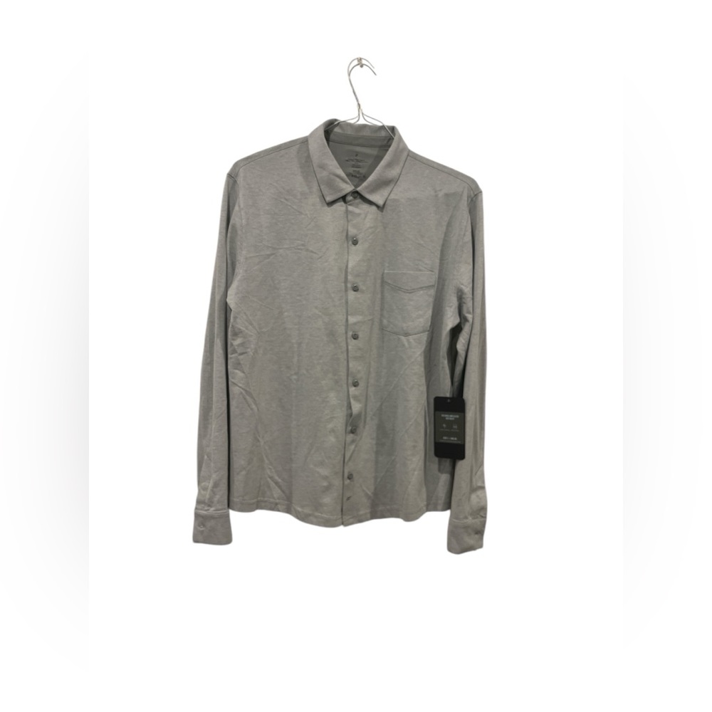 Fabletics Men's The Dash Long Sleeve Button Up Knit Gray Heather Large NWT NEW